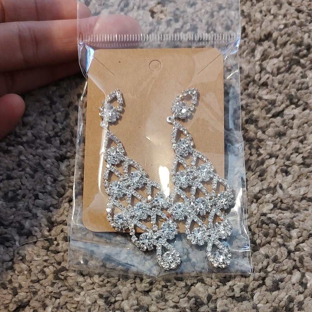 Silver Crystal Drop Earrings